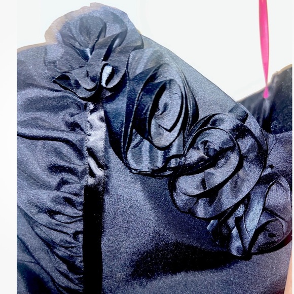 Vintage Y2K Betsey Johnson Black Roses Sequin Ruffle Prom Party Dress SZ 4 XS-S - Picture 7 of 12